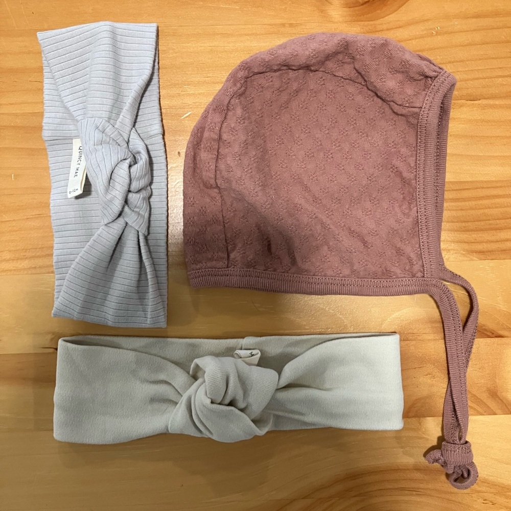 Quincy Mae Baby Girl Accessories, 3 pieces, organic cotton